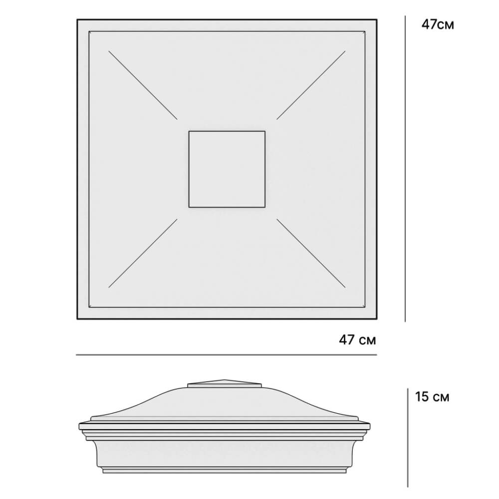 Колпак Zking Монблан Черный на столб 1.5х1.5 кирпича (385х385мм) с подсветкой