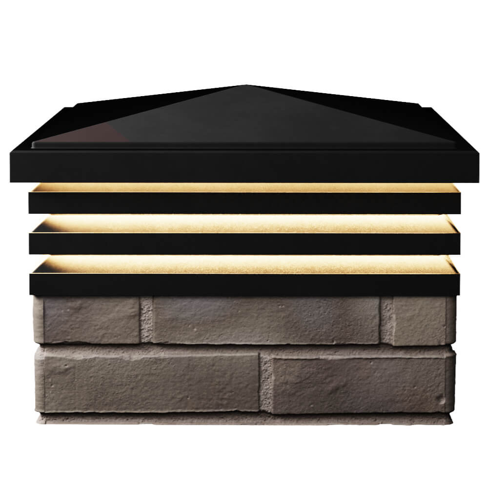 Колпак Zking Бона ХайТек Черный на столб 1.5х1.5 кирпича (385х385мм) с подсветкой